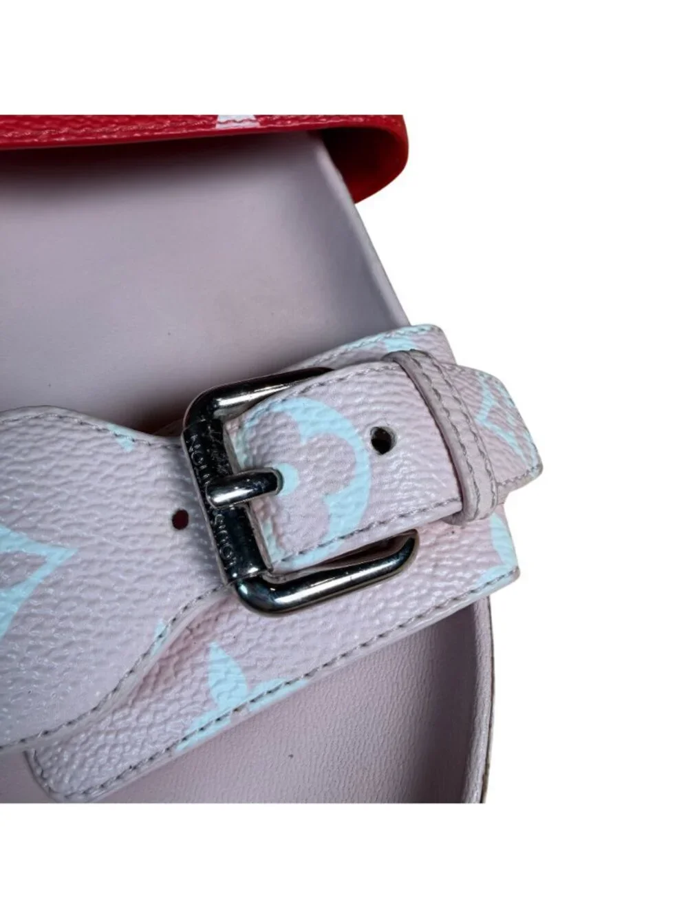 Louis Vuitton Bom Dia Canvas Monogram Slide Sandals Pink Red Size EU 38.5 US 8.5